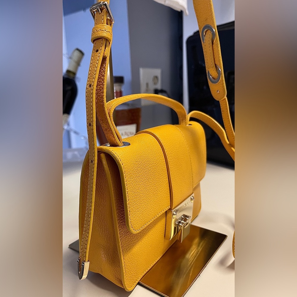 Jimmy Choo EUC Leather Crossbody/Shoulder Bag W/Cert of Auth Mustard Yellow - Picture 16 of 16